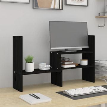 Vidaxl Stalak za monitor Crni (39-72) x 17 x 43 cm Borovino drvo