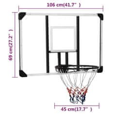 Vidaxl Košarkaška ploča prozirna 106x69x3 cm polikarbonatna
