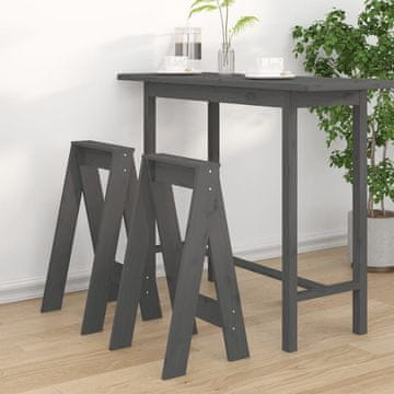 Vidaxl Taburei, set od 2, sivi, 40x40x75 cm, masivni borov drvo