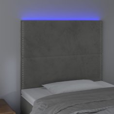 Vidaxl LED uzglavlje svjetlosivo 100x5x118/128 cm baršunasto