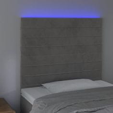 Vidaxl LED uzglavlje svjetlosivo 90x5x118/128 cm baršunasto