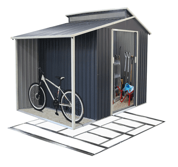 IWHOME Vrtna Kućica HERA Z-B 5,65 m² Antracit s Tlocrtom i Nadstrešnicom