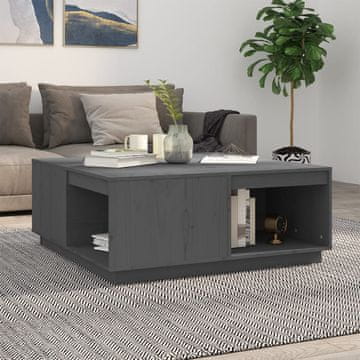 Vidaxl Klub stolić, sivi, 100x101x40,5 cm, masivni borov drvo