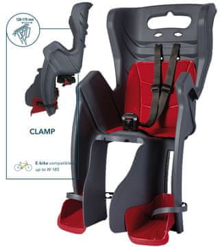 Bellelli Dječja sjedalica za bicikl Bellelli Little Duck Clamp crno-crvena