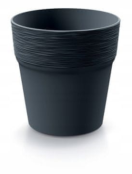 Prosperplast Okrugla plastična saksija za cvijeće, antracit, 15 cm, Furu