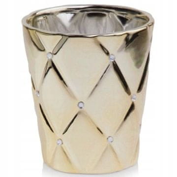 Polnix Glamurozna keramička saksija za cvijeće, zlatna s cirkonima, 15 cm