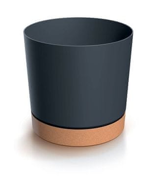 Prosperplast Okrugla tegla za cvijeće s tanjurićem, antracit, Tubo, 12,8 cm