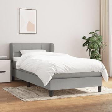Vidaxl Krevet s oprugom i madracem, svijetlosiva, tkanina, 80x200 cm