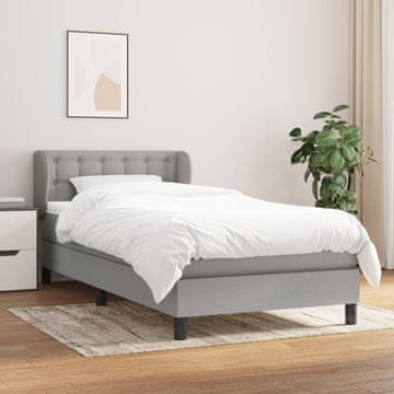 Vidaxl Krevet s oprugom i madracem, svijetlosiva, tkanina, 80x200 cm