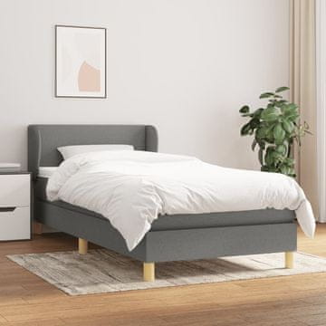 Vidaxl Krevet s oprugom i madracem, tamno siva tkanina 80x200 cm