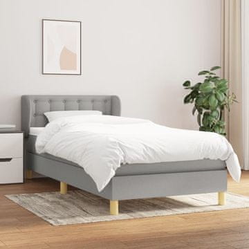 Vidaxl Krevet s oprugom i madracem, svijetlosiva, tkanina, 80x200 cm