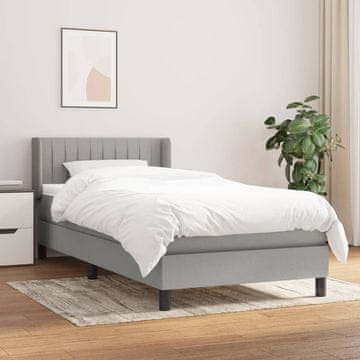 Vidaxl Krevet s oprugom i madracem, svijetlosiva, tkanina, 80x200 cm