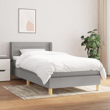 Vidaxl Krevet s oprugom i madracem, svijetlosiva, tkanina, 80x200 cm