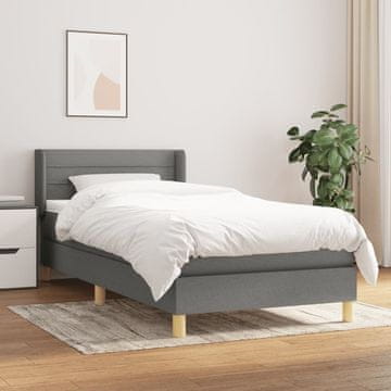 Vidaxl Krevet s oprugom i madracem, tamno siva tkanina 80x200 cm