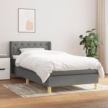 Vidaxl Krevet s oprugom i madracem, tamno siva tkanina 80x200 cm
