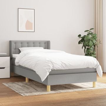 Vidaxl Krevet s oprugom i madracem, svijetlosiva, tkanina, 80x200 cm