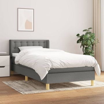 Vidaxl Krevet s oprugom i madracem, tamno siva tkanina 80x200 cm