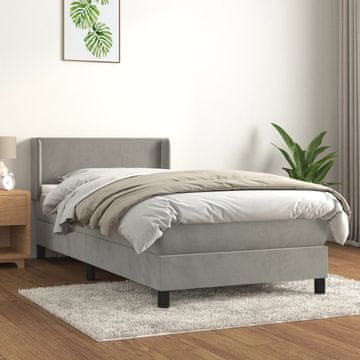Vidaxl Krevet s oprugom i madracem, svijetlosiva, baršun, 80x200 cm