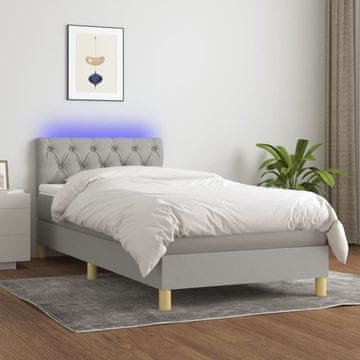 Vidaxl Krevet s oprugom i madracem, svijetlosiva, 80x200 cm, tkanina