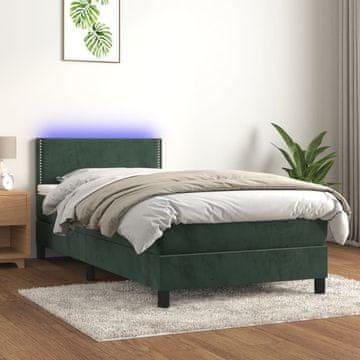 Vidaxl Krevet s boxspring oprugom, madracem i LED zelenim baršunom 80x200 cm