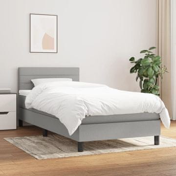 Vidaxl Krevet s oprugom i madracem, svijetlosiva, tkanina, 80x200 cm