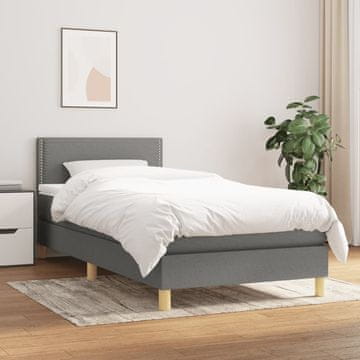 Vidaxl Krevet s oprugom i madracem, tamno siva tkanina 80x200 cm