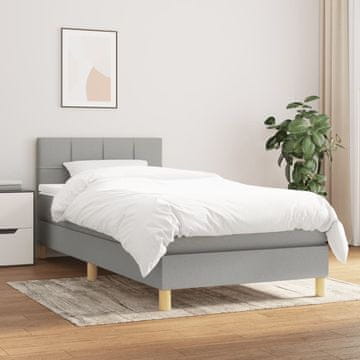 Vidaxl Krevet s oprugom i madracem, svijetlosiva, tkanina, 80x200 cm