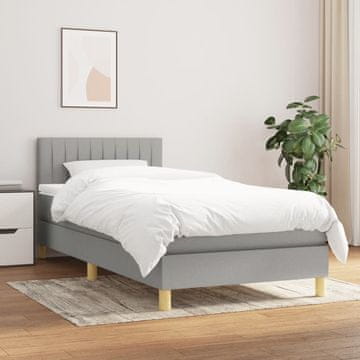 Vidaxl Krevet s oprugom i madracem, svijetlosiva, tkanina, 80x200 cm