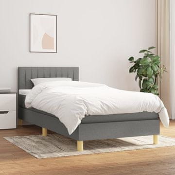 Vidaxl Krevet s oprugom i madracem, tamno siva tkanina 80x200 cm