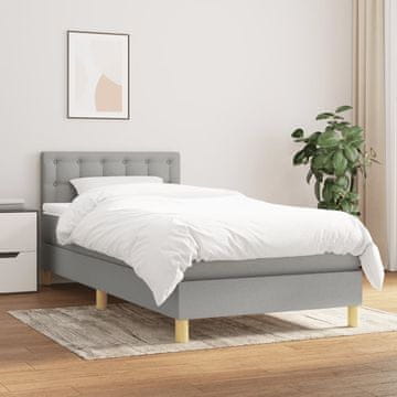 Vidaxl Krevet s oprugom i madracem, svijetlosiva, tkanina, 80x200 cm