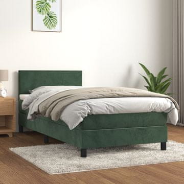 Vidaxl Krevet s boxspring podlogom i madracem, zeleni baršun, 80x200 cm