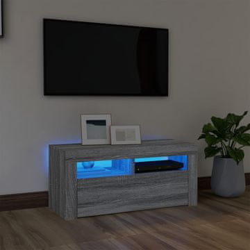 Vidaxl TV ormarić s LED rasvjetom, sivi hrast sonoma, 90x35x40 cm