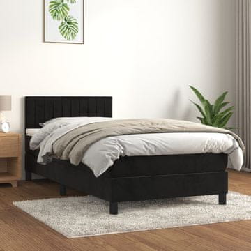Vidaxl Krevet s oprugom i madracem, crni, baršun 80x200 cm