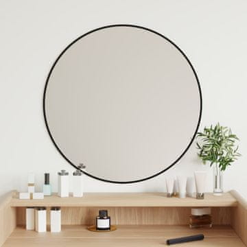 Vidaxl Zidno ogledalo crno Ø 60 cm okruglo