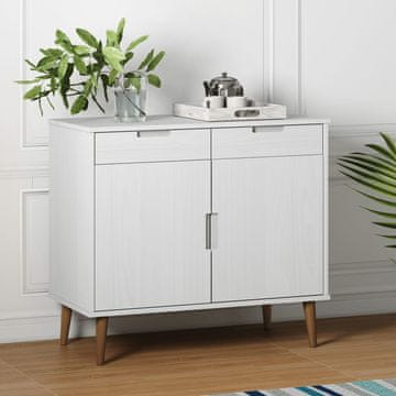 Vidaxl MOLDE Ormarić Bijeli 90x40x80 cm Masivni borov drvo