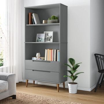 Vidaxl MOLDE Biblioteka siva 85x35x170,5 cm masivni bor