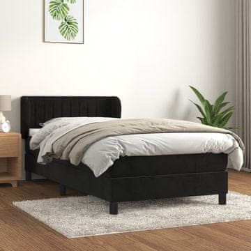 Vidaxl Krevet s oprugom i madracem, crni, baršun 80x200 cm