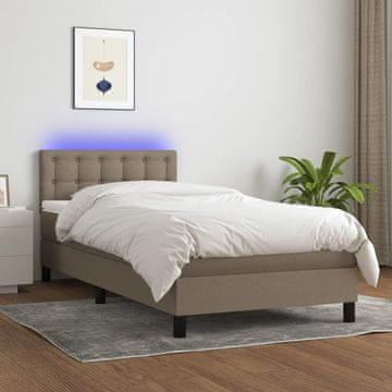 Vidaxl Krevet s oprugom i madracem, taupe, 80x200 cm, tkanina
