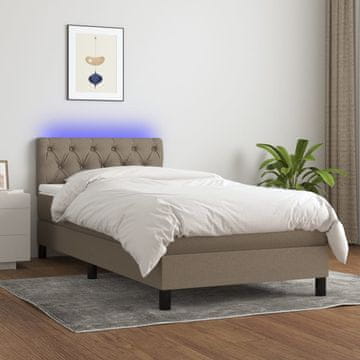 Vidaxl Krevet s oprugom i madracem, taupe, 80x200 cm, tkanina