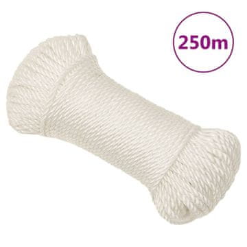 Vidaxl Radno uže, bijelo, 8 mm, 250 m, polipropilen