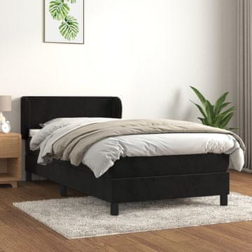 Vidaxl Krevet s oprugom i madracem, crni, baršun 80x200 cm