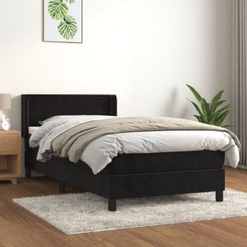 Vidaxl Krevet s oprugom i madracem, crni, baršun 80x200 cm