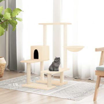 Vidaxl Grebalica za mačke sa sisal stupićima, krem, 94,5 cm