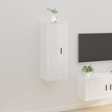 Vidaxl Zidni TV ormarić visoki sjaj bijeli 40x34,5x100 cm