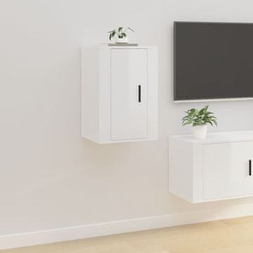 Vidaxl Zidni TV ormarić visoki sjaj bijeli 40x34,5x60 cm