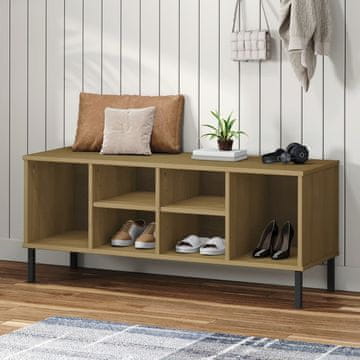 Vidaxl OSLO Ormarić za cipele s metalnim nogama smeđi 106x35x45 cm