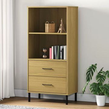 Vidaxl OSLO Polica s 2 ladice smeđa 60x35x128,5 cm masivno drvo