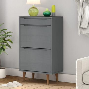 Vidaxl Ormarić za cipele MOLDE sivi 59,5x35x103 cm masivni bor