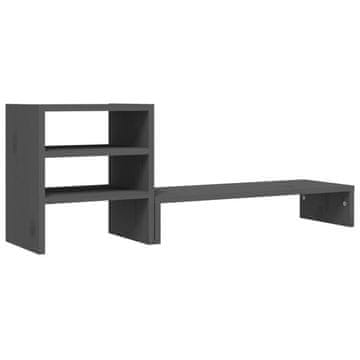 Vidaxl Stalak za monitor sivi 81 x 20 x 30 cm od masivne borovine
