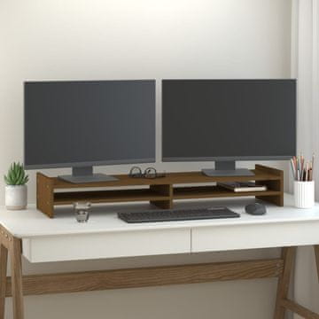 Vidaxl Stalak za monitor boje meda 100x27x15 cm masivni bor